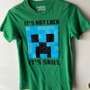 Mojang Minecraft Green t-shirt changeable sequins